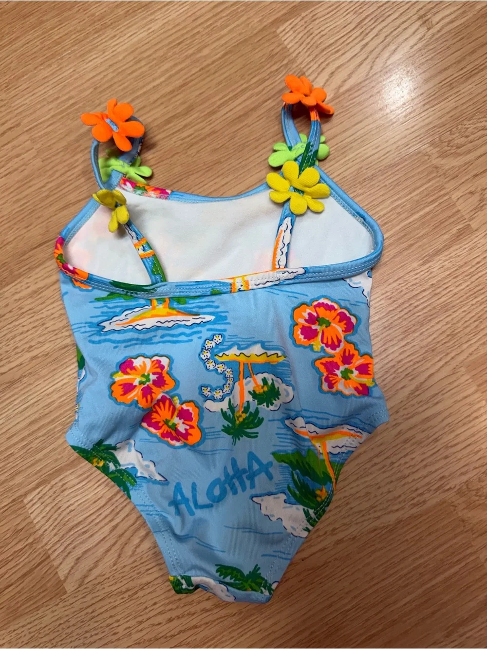Circo Girls Tropical Floral One Piece Swimsuit Blue Hawaiian Beach 12 Months
